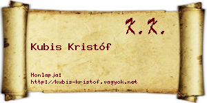 Kubis Kristóf névjegykártya